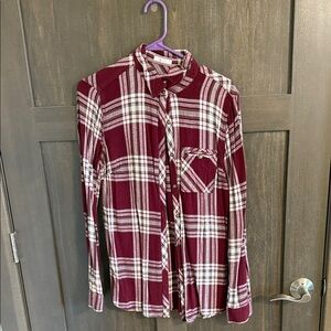 Maurices Burgundy Plaid Button-Up Shirt
